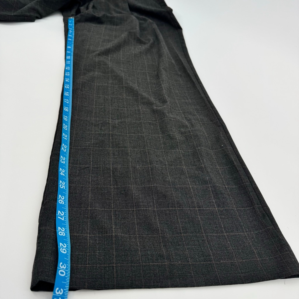 Zara Plaid Wide Leg Pleated Front Pants L Charcoal Gray - Picture 7 of 9